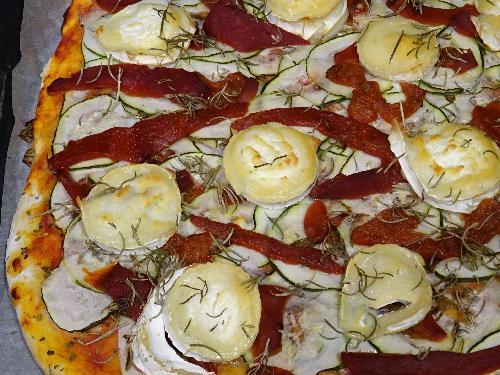 Pizza with goat cheese and grilled paprika picture