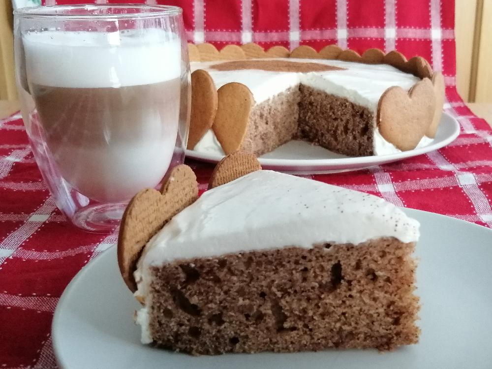 Soft gingerbread cake with frosting
