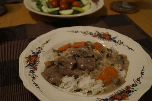 Blanquette de veau (Veal stew) and rice