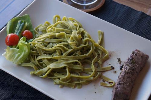 Lamb fillet and tagliatelle