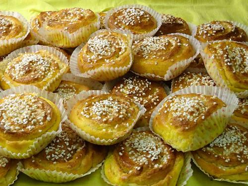 Almond filled Saffron buns picture